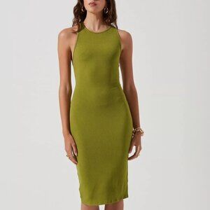 Rio Ribbed Knit Cross Strap Midi Dress